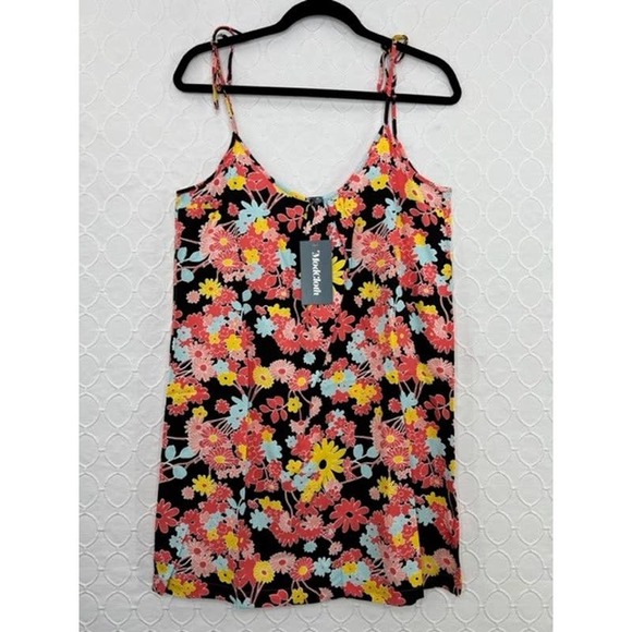 Modcloth Floral Paradise-Worthy Tie-Shoulder Shift Dress Resort Black NWT - Picture 2 of 5